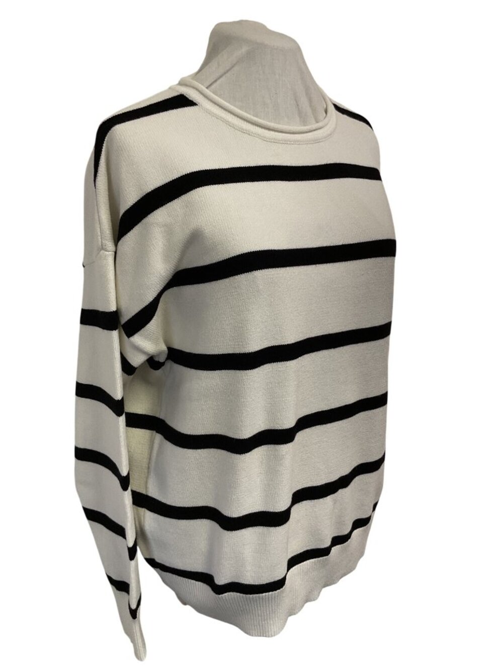 Philosophy Republic Clothing Womens Black & White Striped Lightweight Sweater Si
